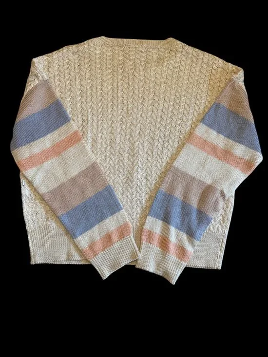 Sisstrevolution Cable Knit Sweater XS – Cozy Surf‑Inspired Striped Sleeves - Picture 7 of 7